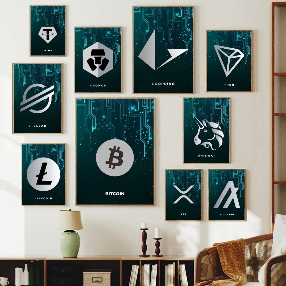 Office Tech Logo - Tech Circuit Crypto Symbol Poster Digital