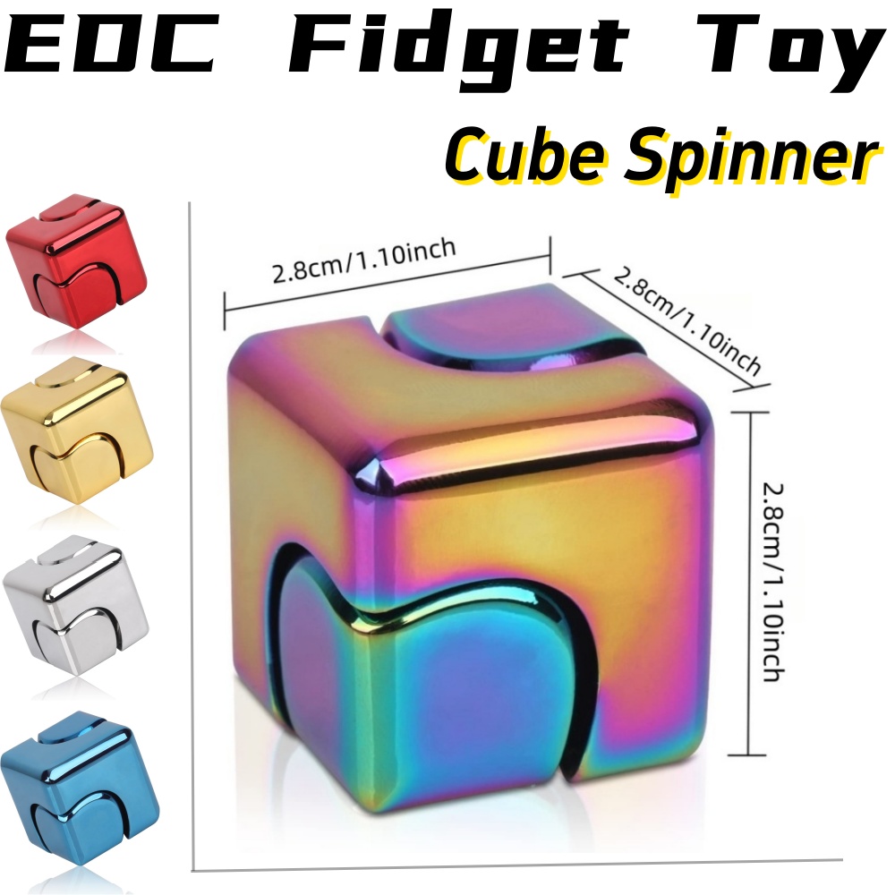 Cool Office Tech Gadgets - Metal Fidget Spinner Cube Toy for
