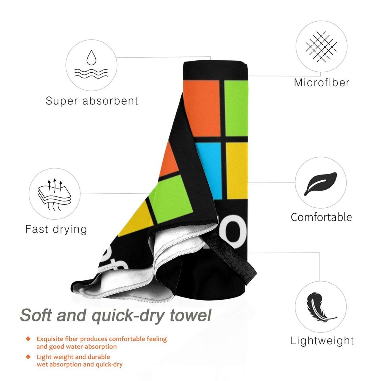 Microsoft Type Bath Towel Beac - Office Tech Logo 评论和价格